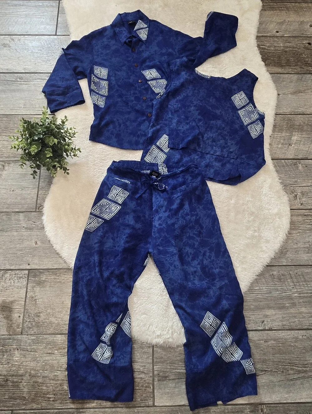 Willy Clothing 3-Piece Blue Aidre Kampala Matching Coordinating Set, S/M